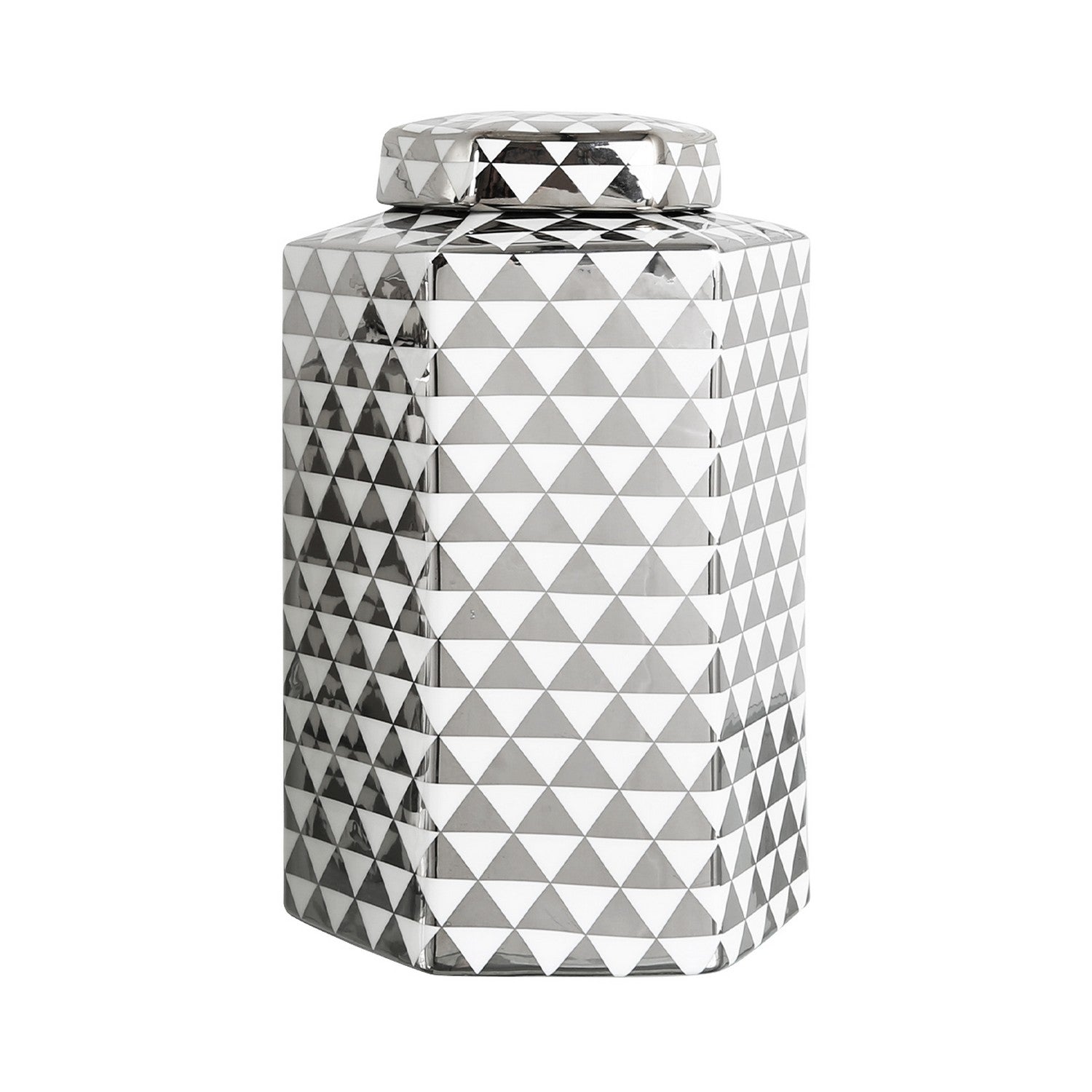 30cm Large White and Silver Ginger Jar