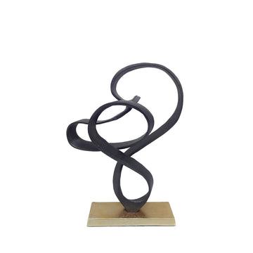 45cm Black Swirl Sculpture With Gold Base