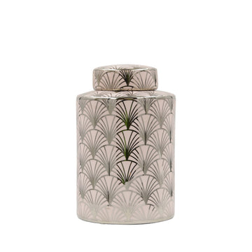 20.6cm Pink & Silver Gingko Ginger Jar