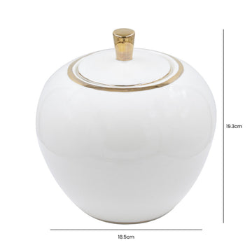 19cm Ginger Jar White Gold