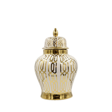 30cm Ginger Jar White And Gold