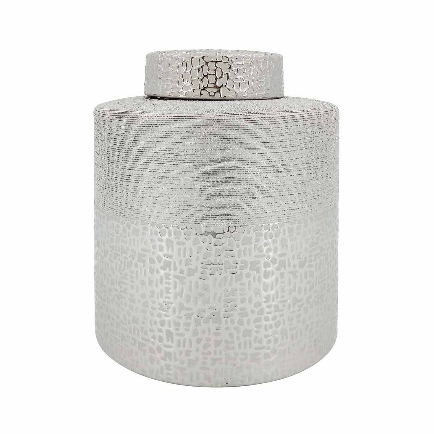 27cm Silver Textured Ginger Jar