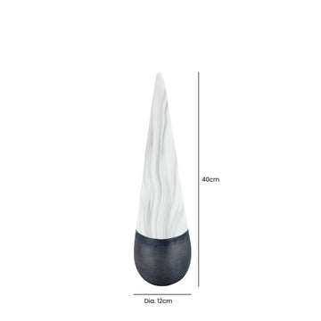 40cm White Marble and Black Cone Decoration