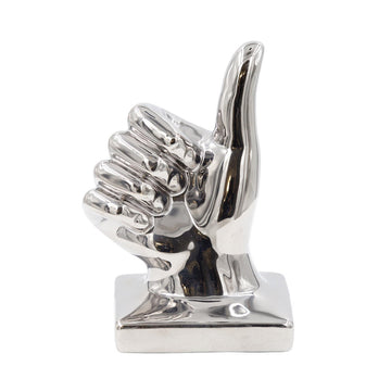 16cm Silver Thumbs Up Sign Sculpture