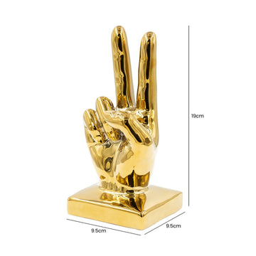 19cm Gold Peace Sign Sculpture
