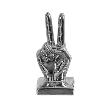 19cm Silver Peace Sign Sculpture