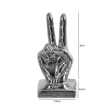 19cm Silver Peace Sign Sculpture