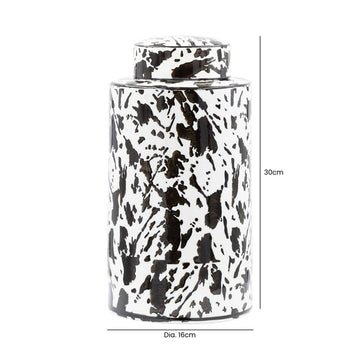 30cm Black & White Abstract Ginger Jar