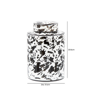 20cm Black & White Abstract Ginger Jar