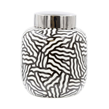 26cm Black & White Design Ginger Jar
