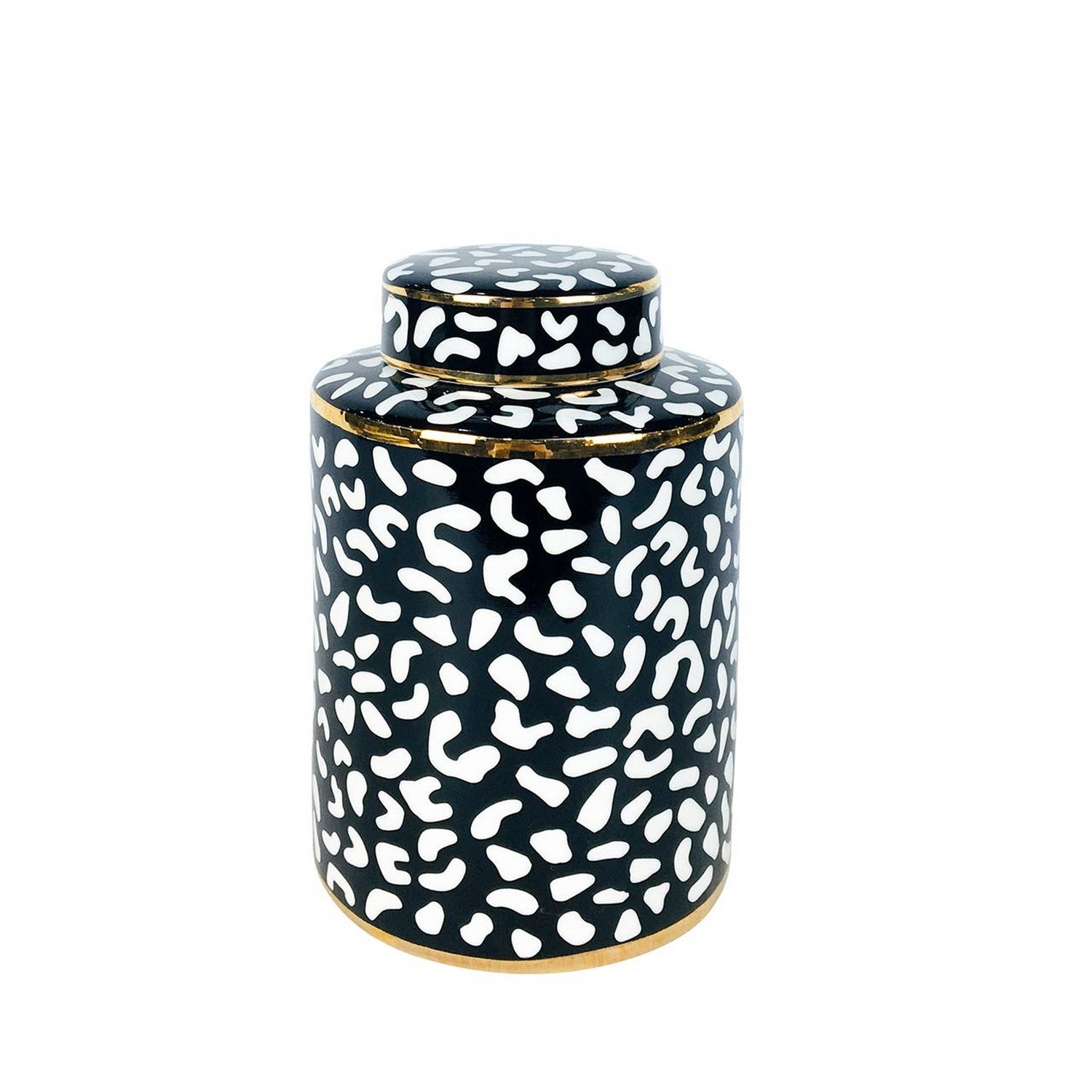 20cm Black & White Paw Print Ginger Jar