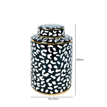 20cm Black & White Paw Print Ginger Jar