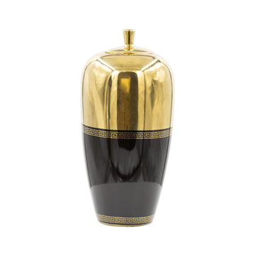 30cm Black & Gold Greek Pear Shaped Ginger Jar
