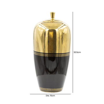 30cm Black & Gold Greek Pear Shaped Ginger Jar