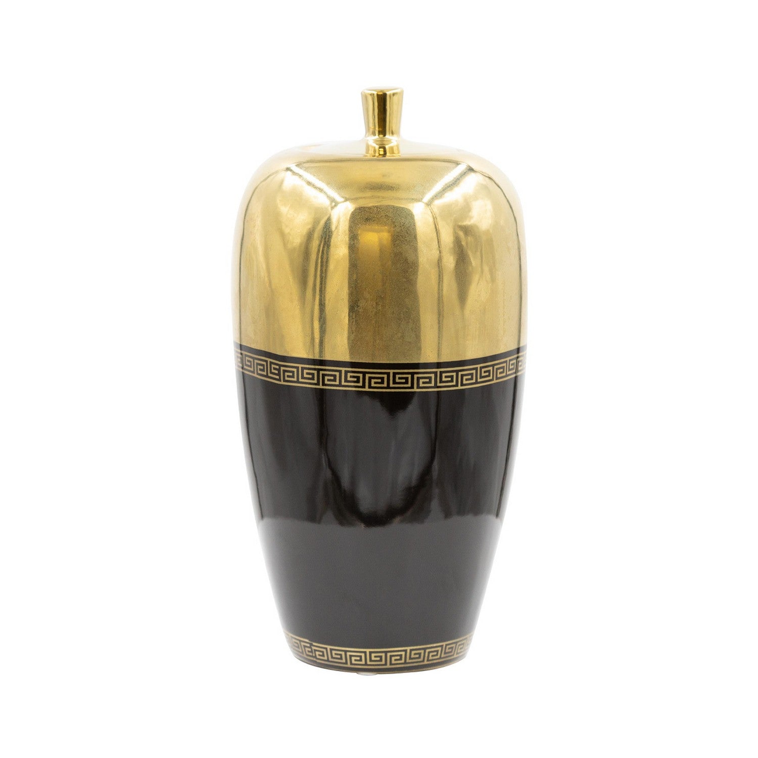 25cm Black & Gold Greek Pear Shaped Ginger Jar