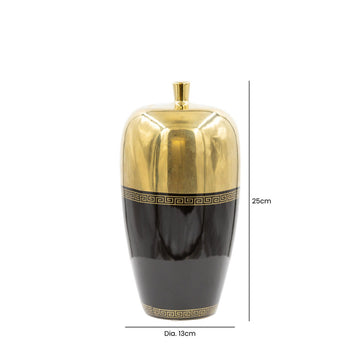 25cm Black & Gold Greek Pear Shaped Ginger Jar