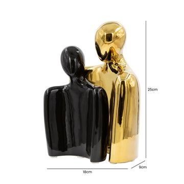 25cm Couple Sculpture Gold and Black