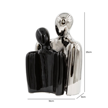 25cm Couple Sculpture Silver and Black