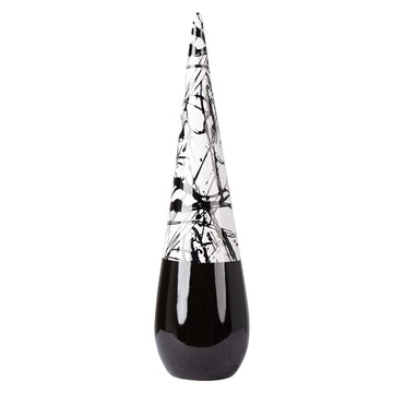 50.5cm Black & White Splash Ceramic Cone Ornament