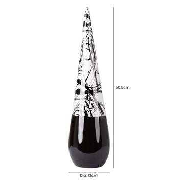 50.5cm Black & White Splash Ceramic Cone Ornament