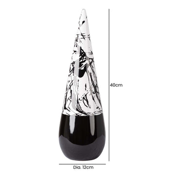 40cm Black & White Splash Ceramic Cone Ornament