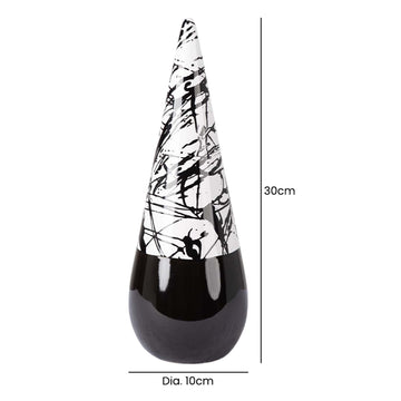 30cm Black & White Splash Ceramic Cone Ornament