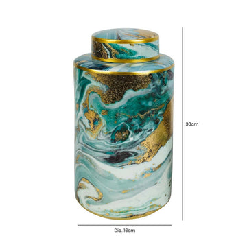 30cm Blue White & Gold Abstract Ginger Jar