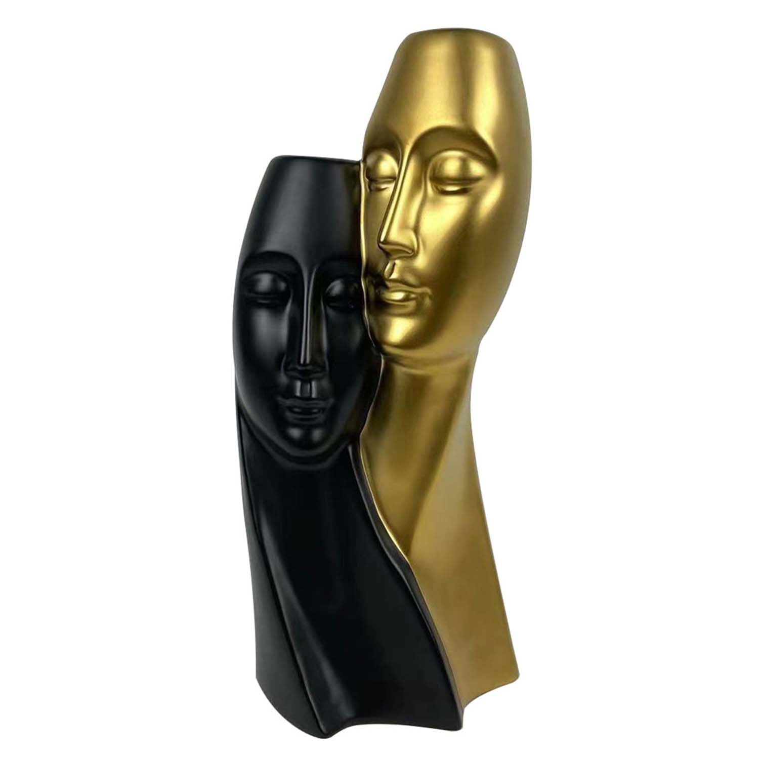 35cm Matte Gold & Black Ceramic Couple Sculpture