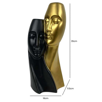 35cm Matte Gold & Black Ceramic Couple Sculpture