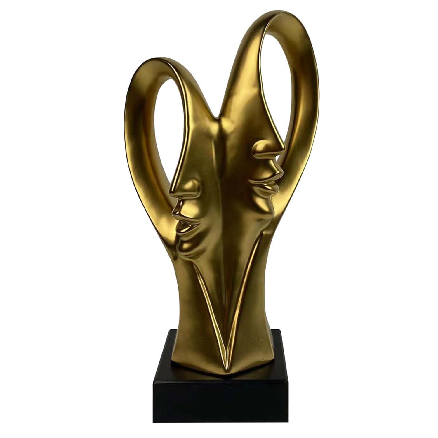 37.5cm Matte Gold Ceramic 2 Faces Sculpture