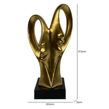 37.5cm Matte Gold Ceramic 2 Faces Sculpture