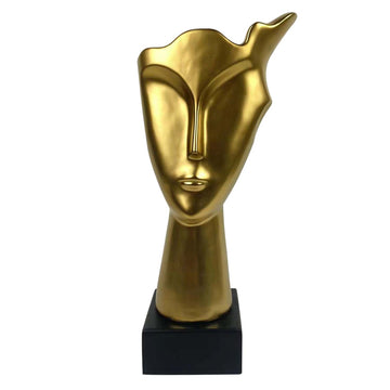 40.5cm Matte Gold Ceramic Face Sculpture