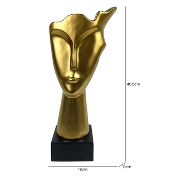 40.5cm Matte Gold Ceramic Face Sculpture