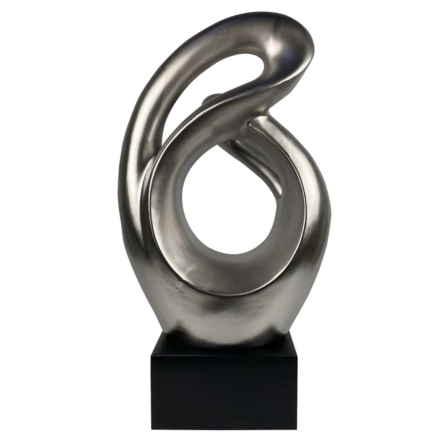 69cm Large Matte Silver Ceramic Abstract Sculpture