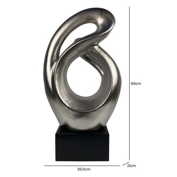 69cm Large Matte Silver Ceramic Abstract Sculpture