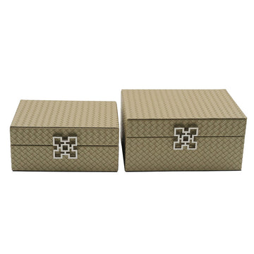 2PC Matte Gold Faux Leather Jewellery Boxes