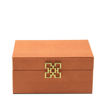 2PC Orange Faux Leather Jewellery Boxes