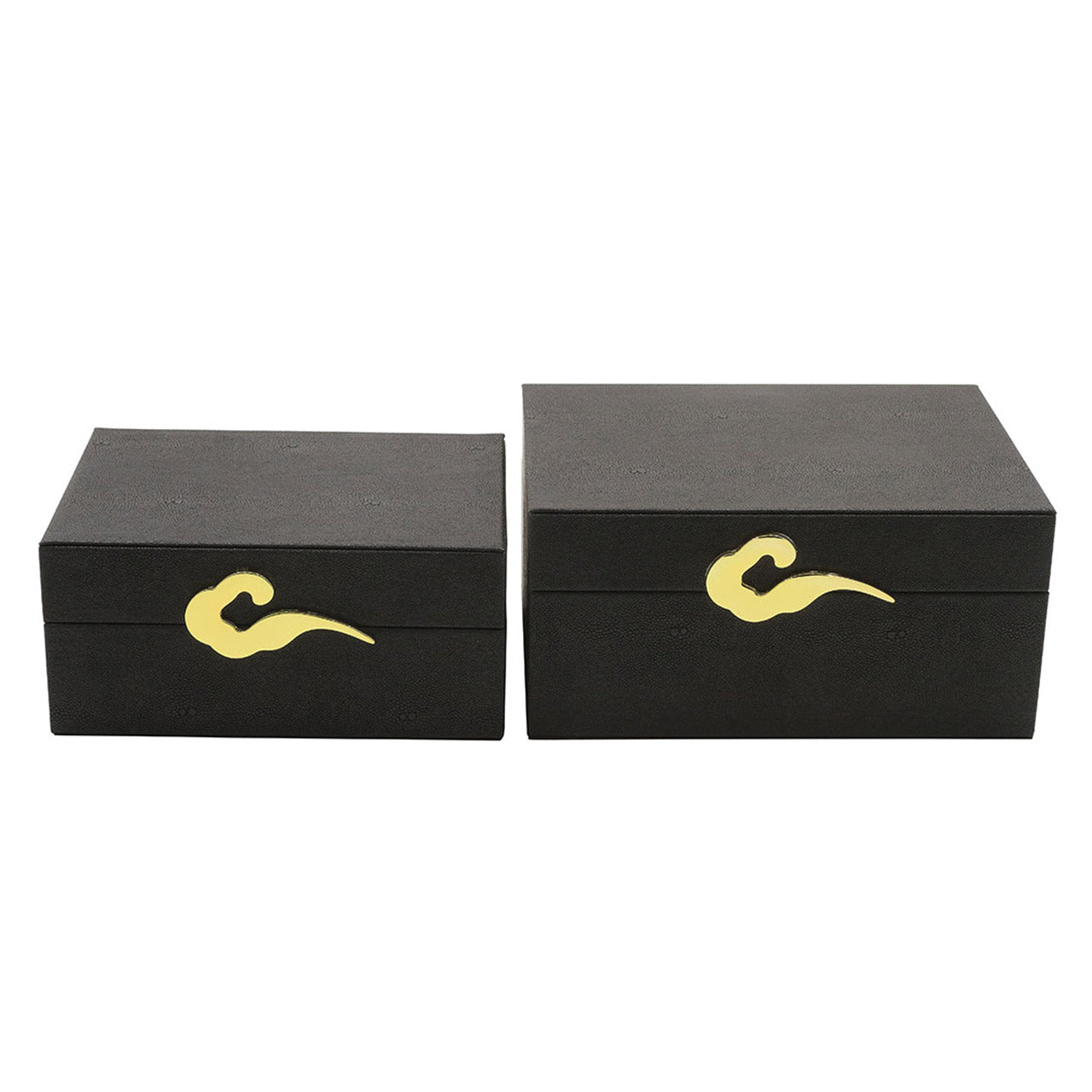 2PC Matte Black Faux Leather Jewellery Boxes