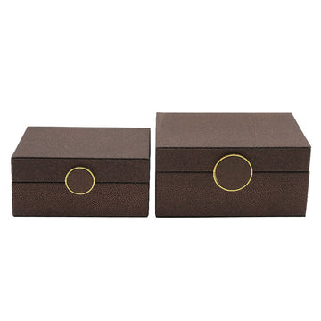 2PC Black & Copper Faux Leather Jewellery Boxes