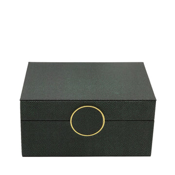 2PC Black & Green Faux Leather Jewellery Boxes