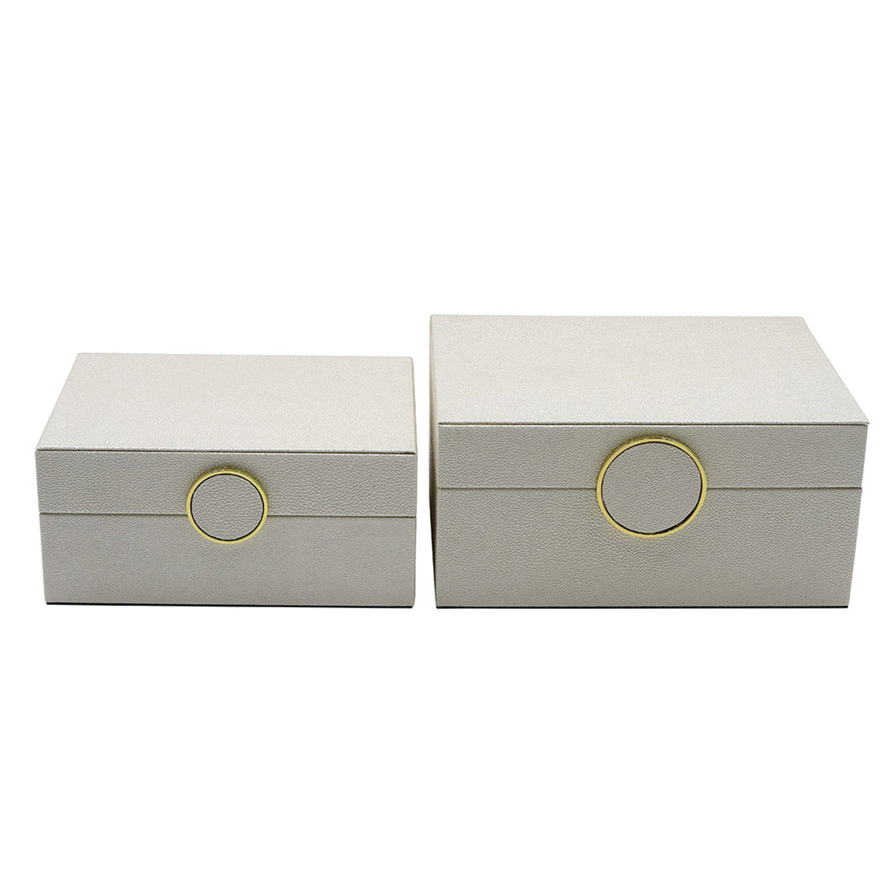 2PC White Faux Leather Jewellery Boxes