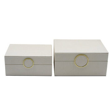 2PC White Faux Leather Jewellery Boxes