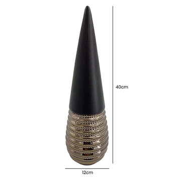 40cm Black Textured Bronze Ceramic Cone Ornament