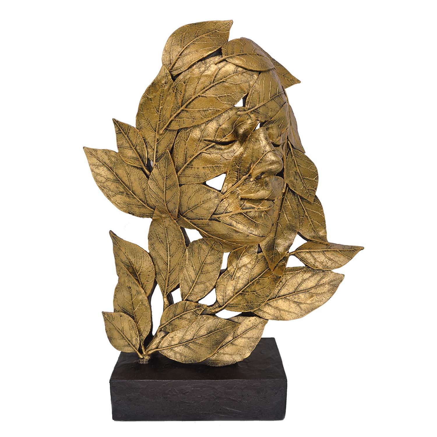 32.2cm Gold Polyresin Face Leaf Figurine