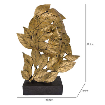 32.2cm Gold Polyresin Face Leaf Figurine