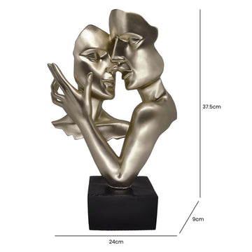 37.5cm Gold Polyresin Couple Sculpture