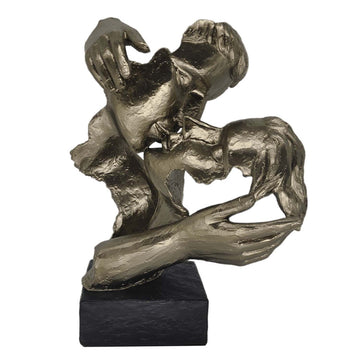 38cm Bronze Polyresin Kissing Couple Sculpture