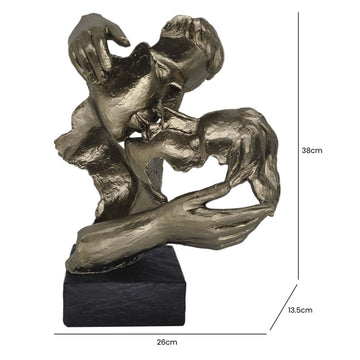 38cm Bronze Polyresin Kissing Couple Sculpture