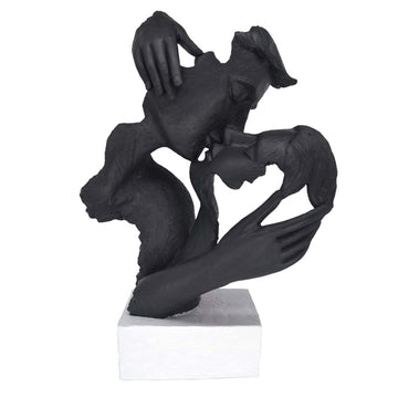 27.8cm Black Polyresin Kissing Couple Sculpture