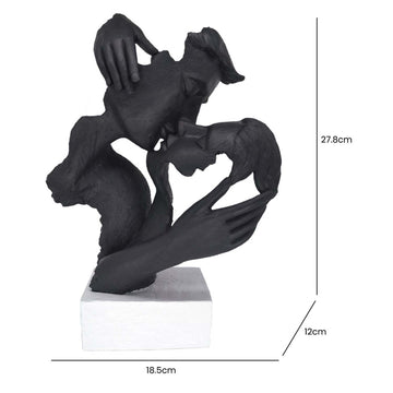 27.8cm Black Polyresin Kissing Couple Sculpture